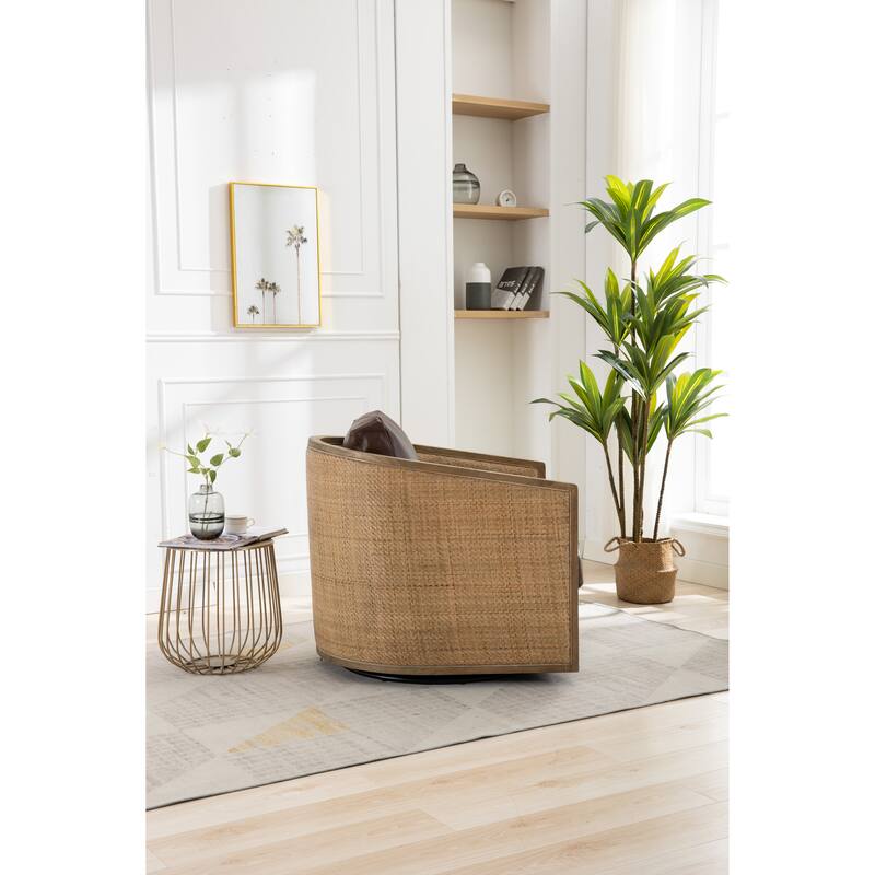 34" Comfy Round Accent Sofa Chair, 360 Degree Swivel Barrel Chair Sofa